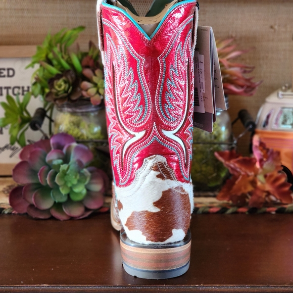 ARIAT Futurity Colt Western Cowboy Boots - Square Toe 7.5B Animal Print Cow Hide - Picture 8 of 14